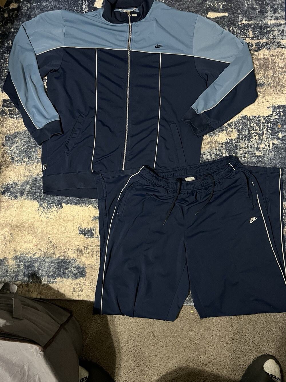 Size 2XL-VTG 90’s Nike Dri-FIT Blue/Gray 2-Piece Tracksuit Zip Jacket & Pants